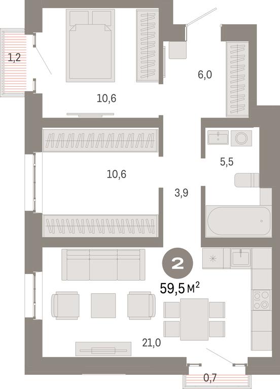 2-BD Apartment Sale, 59.5 sq. m. at Kvartal Metronom, Tagilskaya Street, Moscow, Russia #1 2-BD Apartment Sale, 59.5 sq. m. at Kvartal Metronom, Tagilskaya Street, Moscow, Russia #1