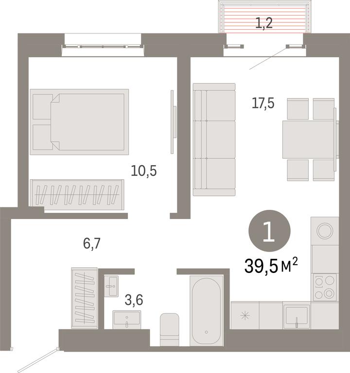 1-BD Apartment Sale, 39.5 sq. m. at Kvartal Metronom, Tagilskaya Street, Moscow, Russia #1