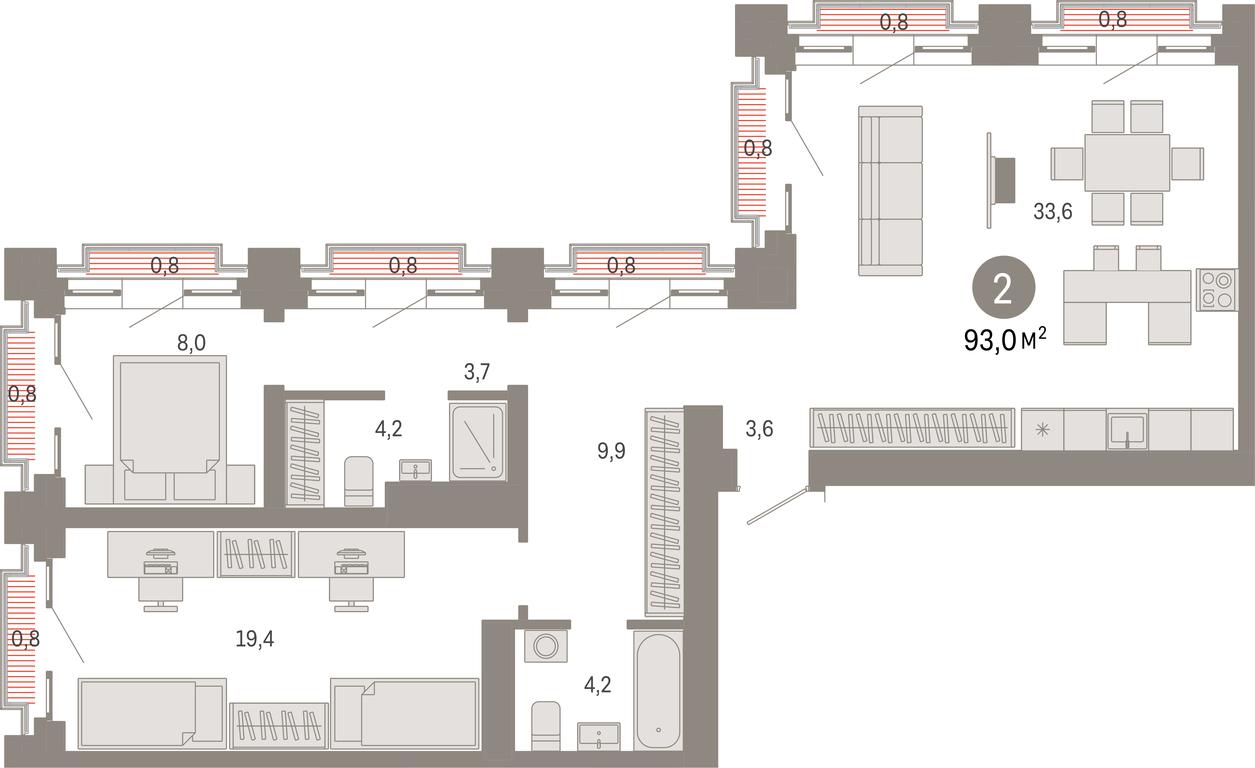2-BD Apartment Sale, 93 sq. m. at Kvartal Metronom, Tagilskaya Street, Moscow, Russia #1