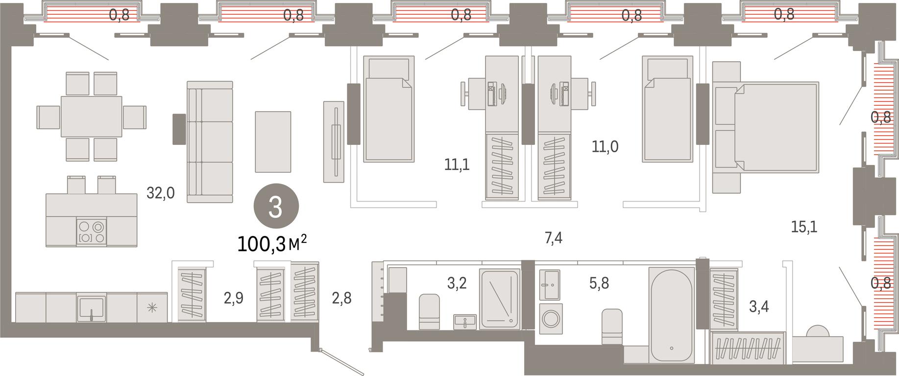 3-BD Apartment Sale, 100.3平方米 at Kvartal Metronom, Tagilskaya Street, Moscow, Russia #1