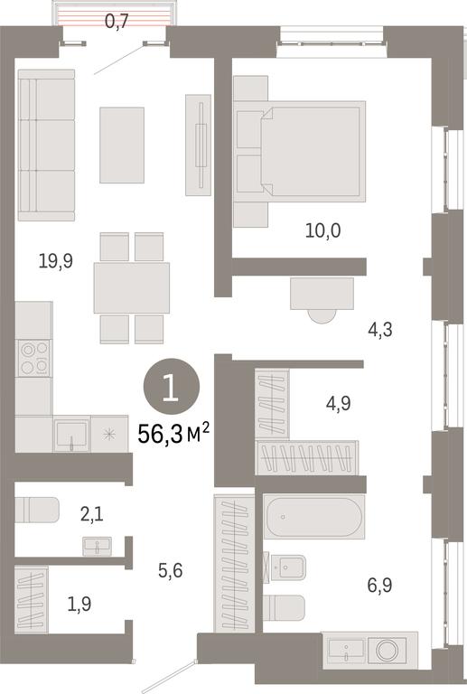 1-BD Apartment Sale, 56.3平方米 at Kvartal Metronom, Tagilskaya Street, Moscow, Russia #1 1-BD Apartment Sale, 56.3平方米 at Kvartal Metronom, Tagilskaya Street, Moscow, Russia #1