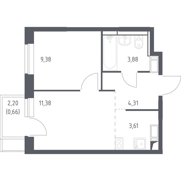 Apartment Sale, 33.22平方米 at Piatnitskie Luga, Pyatnitskoye Highway, 2, derevnya Yurlovo, Solnechnogorsk City District, Moscow Region, Russia #1