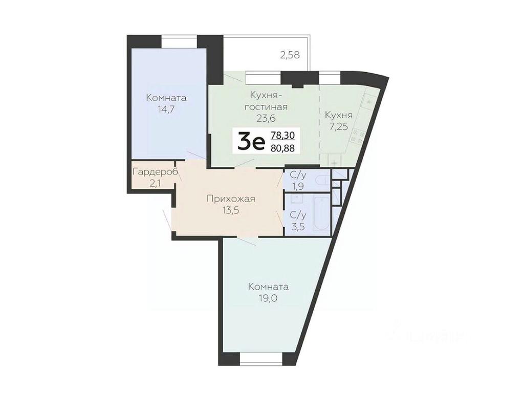 2-BD Apartment Sale, 80.88 sq. m. at Art-kvartal Onegin, Sadovaya Street, 3к1, Krasnaya Gorka Microdistrict, Podolsk, Moscow Region, Russia #1 2-BD Apartment Sale, 80.88 sq. m. at Art-kvartal Onegin, Sadovaya Street, 3к1, Krasnaya Gorka Microdistrict, Podolsk, Moscow Region, Russia #1