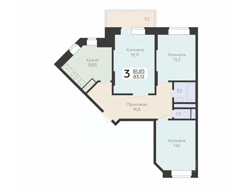 2-BD Apartment Sale, 83.12 sq. m. at Art-kvartal Onegin, Sadovaya Street, 3к1, Krasnaya Gorka Microdistrict, Podolsk, Moscow Region, Russia #1 2-BD Apartment Sale, 83.12 sq. m. at Art-kvartal Onegin, Sadovaya Street, 3к1, Krasnaya Gorka Microdistrict, Podolsk, Moscow Region, Russia #1
