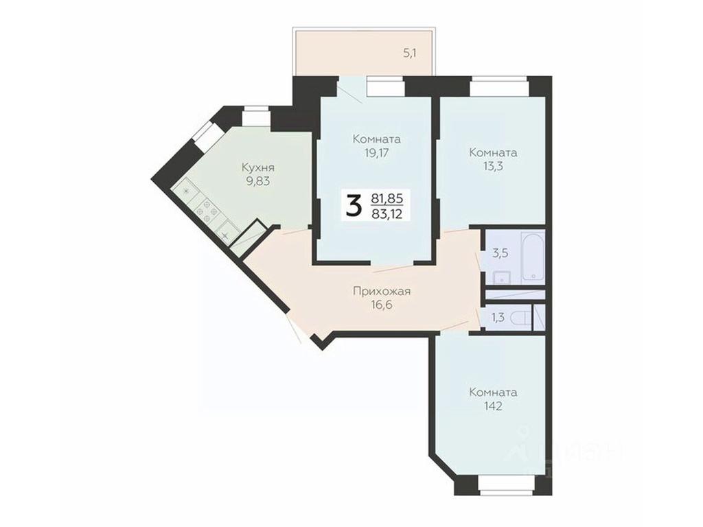 2-BD Apartment Sale, 83.12 sq. m. at Art-kvartal Onegin, Sadovaya Street, 3к1, Krasnaya Gorka Microdistrict, Podolsk, Moscow Region, Russia #1 2-BD Apartment Sale, 83.12 sq. m. at Art-kvartal Onegin, Sadovaya Street, 3к1, Krasnaya Gorka Microdistrict, Podolsk, Moscow Region, Russia #1