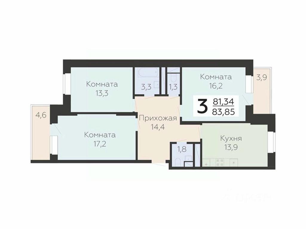 2-BD Apartment Sale, 83.85 sq. m. at Art-kvartal Onegin, Sadovaya Street, 3к1, Krasnaya Gorka Microdistrict, Podolsk, Moscow Region, Russia #1 2-BD Apartment Sale, 83.85 sq. m. at Art-kvartal Onegin, Sadovaya Street, 3к1, Krasnaya Gorka Microdistrict, Podolsk, Moscow Region, Russia #1