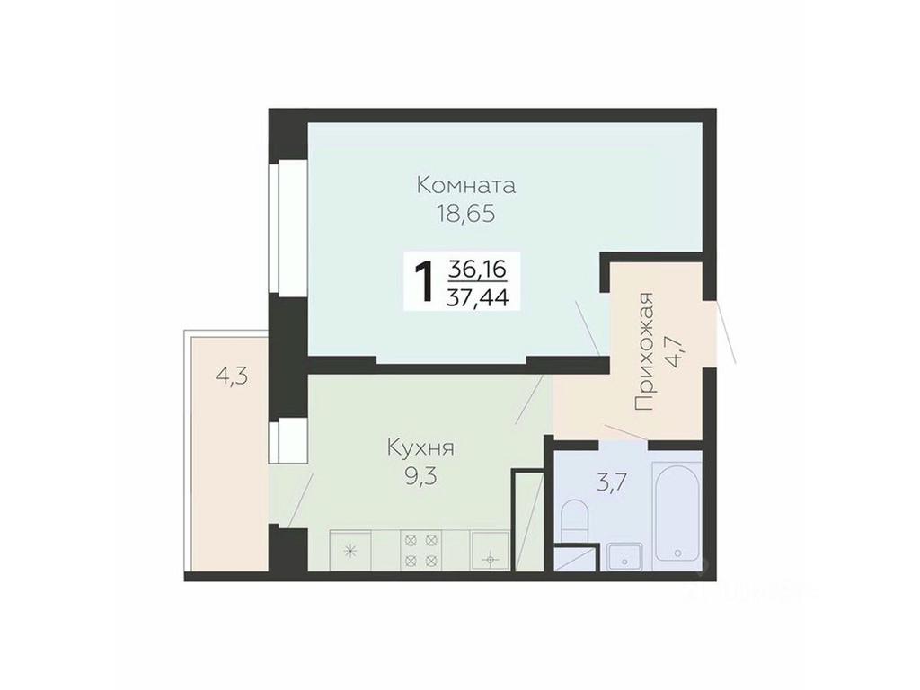 Apartment Sale, 37.44 sq. m. at Art-kvartal Onegin, Sadovaya Street, 3к1, Krasnaya Gorka Microdistrict, Podolsk, Moscow Region, Russia #1 Apartment Sale, 37.44 sq. m. at Art-kvartal Onegin, Sadovaya Street, 3к1, Krasnaya Gorka Microdistrict, Podolsk, Moscow Region, Russia #1