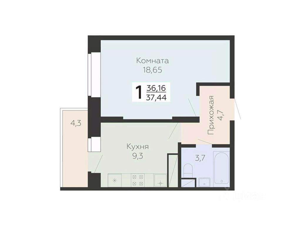 Apartment Sale, 37.44 sq. m. at Art-kvartal Onegin, Sadovaya Street, 3к1, Krasnaya Gorka Microdistrict, Podolsk, Moscow Region, Russia #1 Apartment Sale, 37.44 sq. m. at Art-kvartal Onegin, Sadovaya Street, 3к1, Krasnaya Gorka Microdistrict, Podolsk, Moscow Region, Russia #1