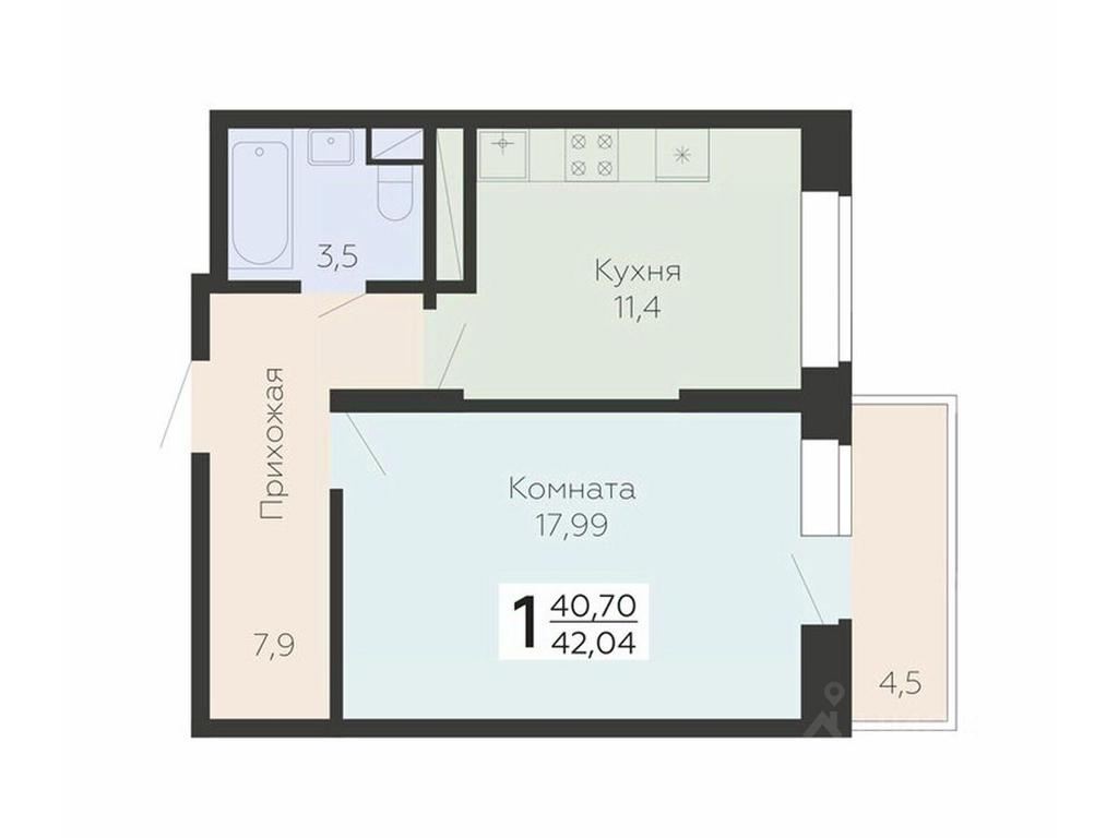 Продажа квартиры, 42,04 м² в ЖК «Арт-квартал Онегин», Садовая улица, 3к1, микрорайон Красная Горка, Подольск, Московская область, Россия #1