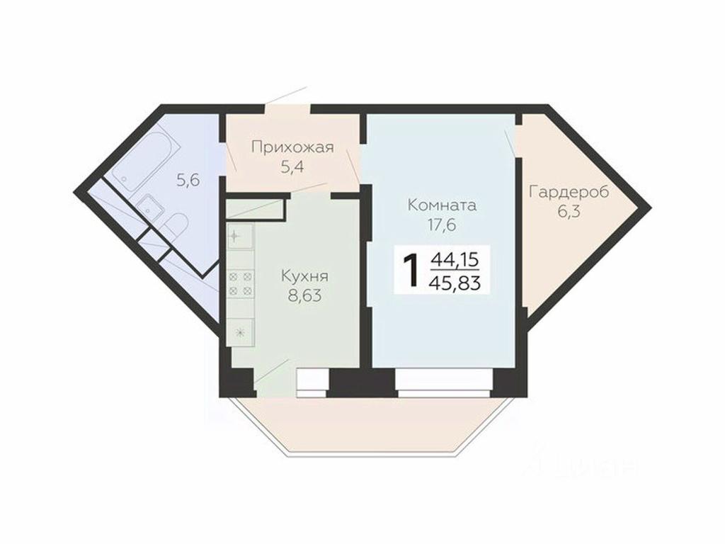 Apartment Sale, 45.83 sq. m. at Art-kvartal Onegin, Sadovaya Street, 3к1, Krasnaya Gorka Microdistrict, Podolsk, Moscow Region, Russia #1 Apartment Sale, 45.83 sq. m. at Art-kvartal Onegin, Sadovaya Street, 3к1, Krasnaya Gorka Microdistrict, Podolsk, Moscow Region, Russia #1