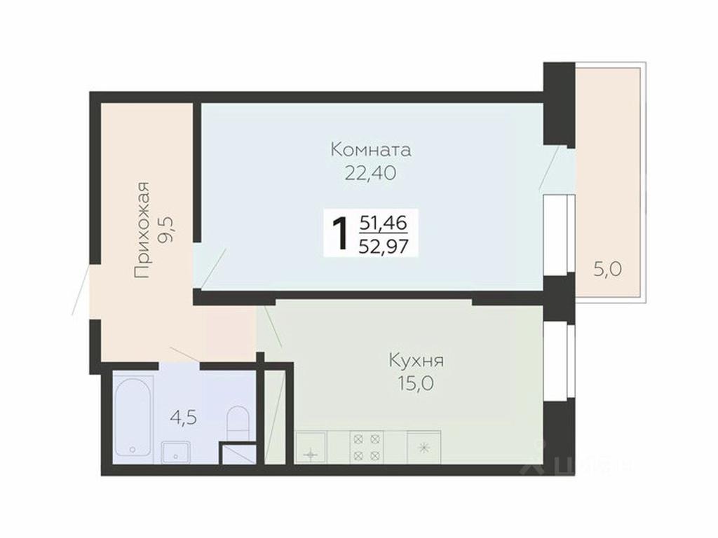 Apartment Sale, 52.97 sq. m. at Art-kvartal Onegin, Sadovaya Street, 3к1, Krasnaya Gorka Microdistrict, Podolsk, Moscow Region, Russia #1 Apartment Sale, 52.97 sq. m. at Art-kvartal Onegin, Sadovaya Street, 3к1, Krasnaya Gorka Microdistrict, Podolsk, Moscow Region, Russia #1