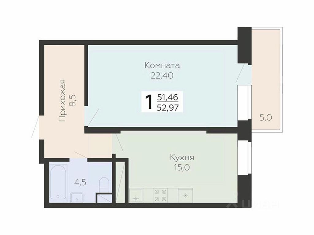 Apartment Sale, 52.97 sq. m. at Art-kvartal Onegin, Sadovaya Street, 3к1, Krasnaya Gorka Microdistrict, Podolsk, Moscow Region, Russia #1 Apartment Sale, 52.97 sq. m. at Art-kvartal Onegin, Sadovaya Street, 3к1, Krasnaya Gorka Microdistrict, Podolsk, Moscow Region, Russia #1