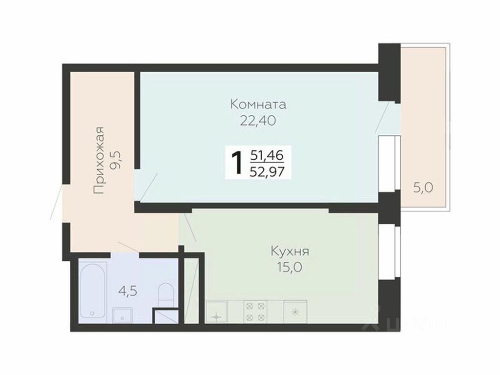 Apartment Sale, 52.97平方米 at Art-kvartal Onegin, Sadovaya Street, 3к1, Krasnaya Gorka Microdistrict, Podolsk, Moscow Region, Russia #1 Apartment Sale, 52.97平方米 at Art-kvartal Onegin, Sadovaya Street, 3к1, Krasnaya Gorka Microdistrict, Podolsk, Moscow Region, Russia #1
