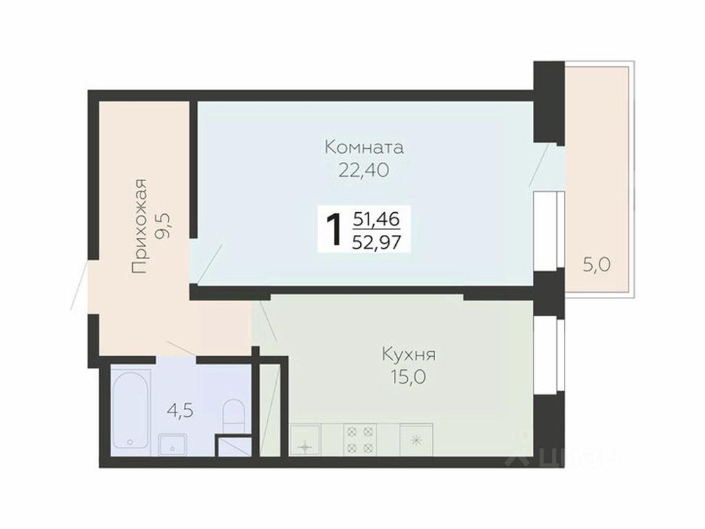 Apartment Sale, 52.97 sq. m. at Art-kvartal Onegin, Sadovaya Street, 3к1, Krasnaya Gorka Microdistrict, Podolsk, Moscow Region, Russia #1 Apartment Sale, 52.97 sq. m. at Art-kvartal Onegin, Sadovaya Street, 3к1, Krasnaya Gorka Microdistrict, Podolsk, Moscow Region, Russia #1