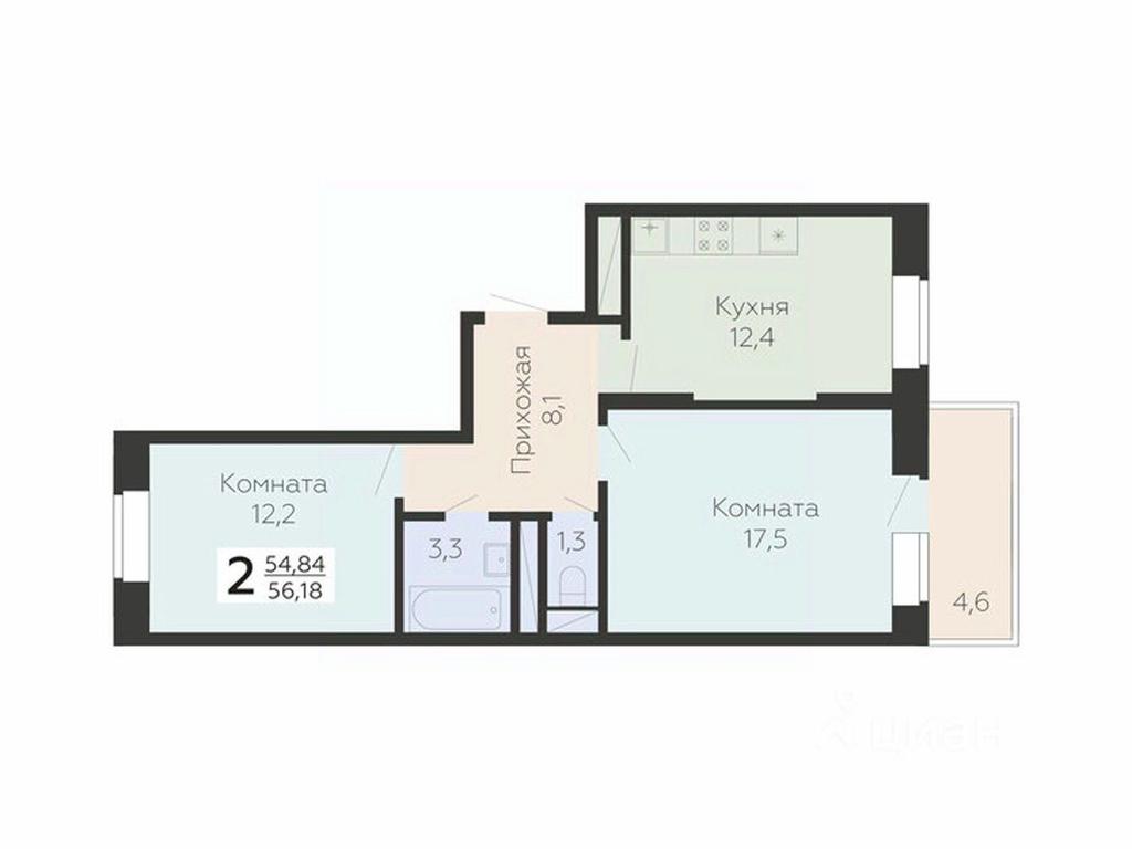 1-BD Apartment Sale, 56.18平方米 at Art-kvartal Onegin, Sadovaya Street, 3к1, Krasnaya Gorka Microdistrict, Podolsk, Moscow Region, Russia #1 1-BD Apartment Sale, 56.18平方米 at Art-kvartal Onegin, Sadovaya Street, 3к1, Krasnaya Gorka Microdistrict, Podolsk, Moscow Region, Russia #1