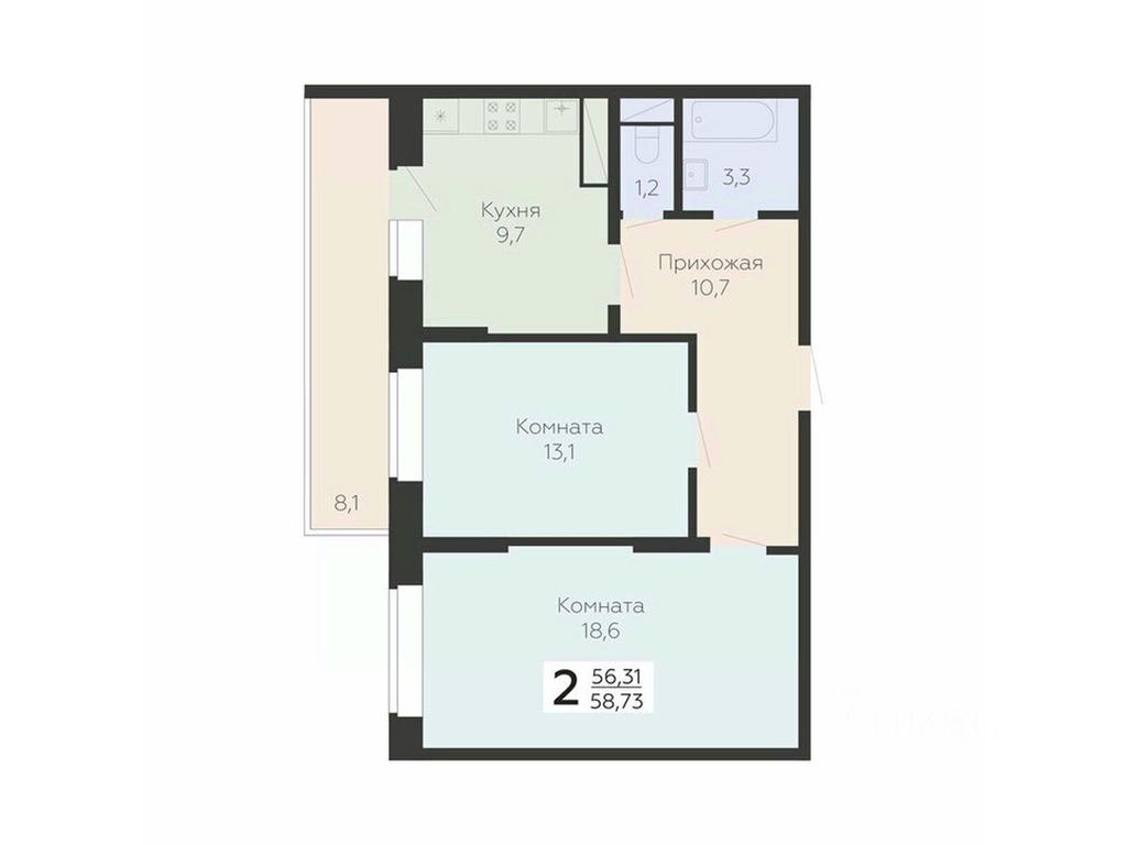 1-BD Apartment Sale, 58.73 sq. m. at Art-kvartal Onegin, Sadovaya Street, 3к1, Krasnaya Gorka Microdistrict, Podolsk, Moscow Region, Russia #1 1-BD Apartment Sale, 58.73 sq. m. at Art-kvartal Onegin, Sadovaya Street, 3к1, Krasnaya Gorka Microdistrict, Podolsk, Moscow Region, Russia #1