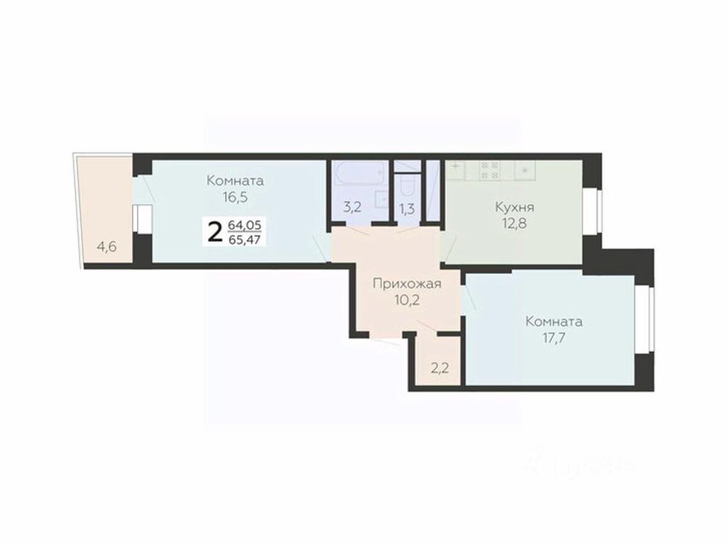 1-BD Apartment Sale, 65.47 sq. m. at Art-kvartal Onegin, Sadovaya Street, 3к1, Krasnaya Gorka Microdistrict, Podolsk, Moscow Region, Russia #1