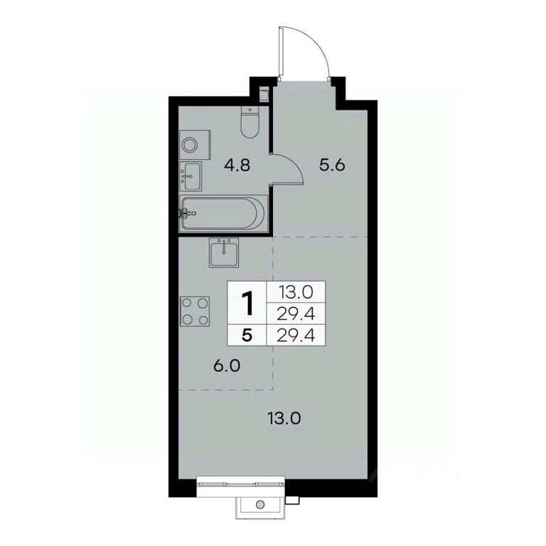 Apartment Sale, 29.4 sq. m. at Kurkino 15, Kurkinskoye Highway, 15, Moscow, Russia #1