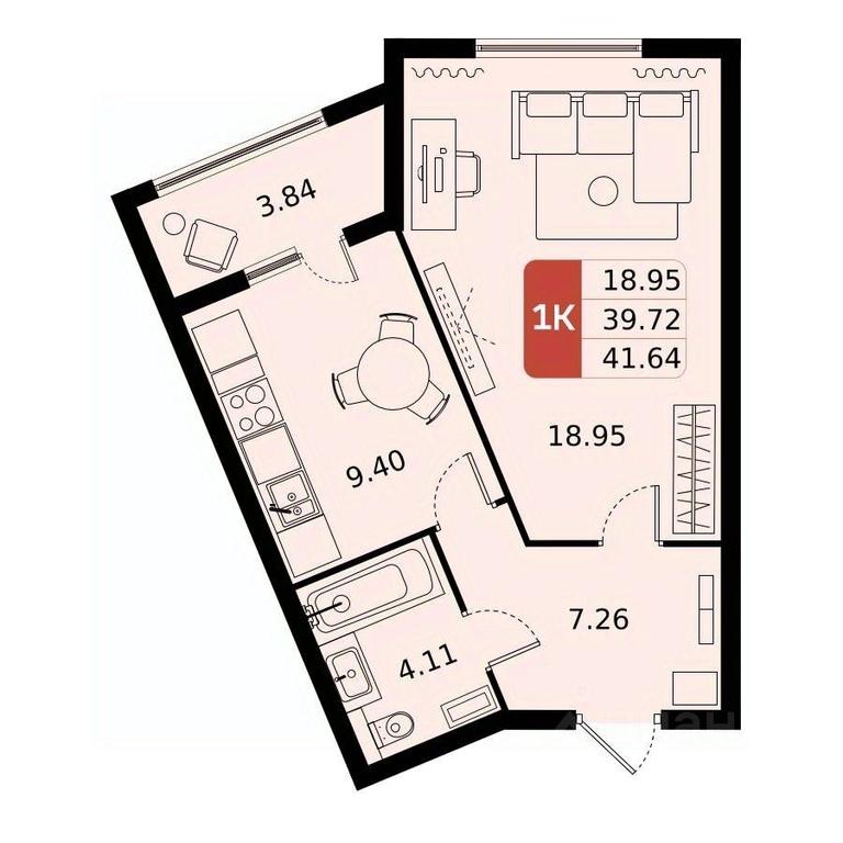 Apartment Sale, 41.64平方米 at Domodedovo park, Tvorchestva Street, Domodedovo Village, Domodedovo City District, Moscow Region, Russia #1 Apartment Sale, 41.64平方米 at Domodedovo park, Tvorchestva Street, Domodedovo Village, Domodedovo City District, Moscow Region, Russia #1