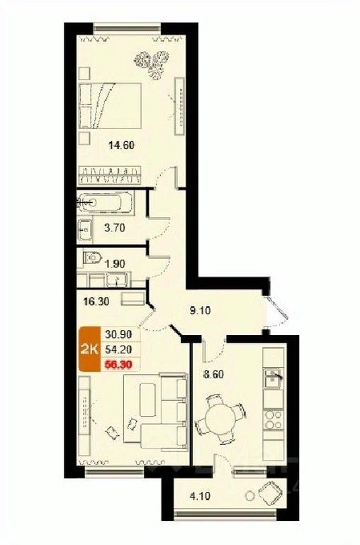 1-BD Apartment Sale, 56.3平方米 at Domodedovo park, Tvorchestva Street, Domodedovo Village, Domodedovo City District, Moscow Region, Russia #1 1-BD Apartment Sale, 56.3平方米 at Domodedovo park, Tvorchestva Street, Domodedovo Village, Domodedovo City District, Moscow Region, Russia #1