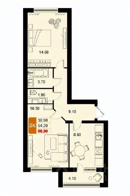 1-BD Apartment Sale, 56.3 sq. m. at Domodedovo park, Tvorchestva Street, Domodedovo Village, Domodedovo City District, Moscow Region, Russia #1 1-BD Apartment Sale, 56.3 sq. m. at Domodedovo park, Tvorchestva Street, Domodedovo Village, Domodedovo City District, Moscow Region, Russia #1