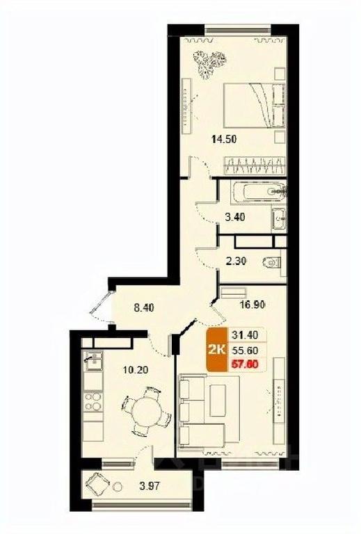 1-BD Apartment Sale, 57.6平方米 at Domodedovo park, Tvorchestva Street, Domodedovo Village, Domodedovo City District, Moscow Region, Russia #1 1-BD Apartment Sale, 57.6平方米 at Domodedovo park, Tvorchestva Street, Domodedovo Village, Domodedovo City District, Moscow Region, Russia #1