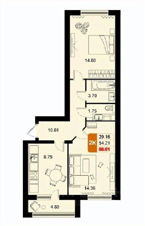 1-BD Apartment Sale, 56.61 sq. m. at Domodedovo park, Tvorchestva Street, Domodedovo Village, Domodedovo City District, Moscow Region, Russia #1 1-BD Apartment Sale, 56.61 sq. m. at Domodedovo park, Tvorchestva Street, Domodedovo Village, Domodedovo City District, Moscow Region, Russia #1