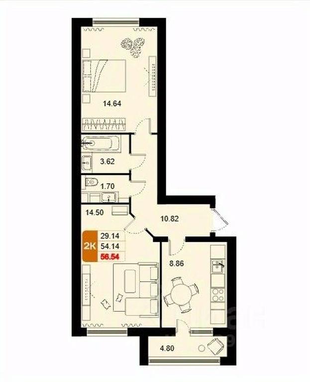1-BD Apartment Sale, 56.54 sq. m. at Domodedovo park, Tvorchestva Street, Domodedovo Village, Domodedovo City District, Moscow Region, Russia #1 1-BD Apartment Sale, 56.54 sq. m. at Domodedovo park, Tvorchestva Street, Domodedovo Village, Domodedovo City District, Moscow Region, Russia #1