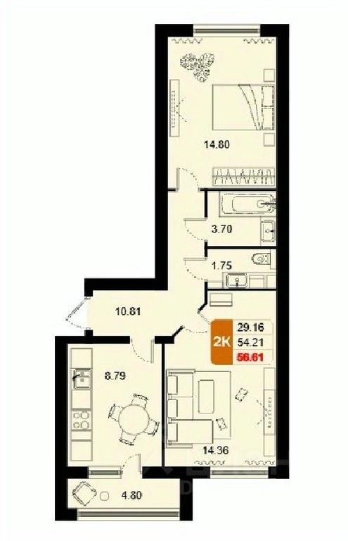 1-BD Apartment Sale, 56.61平方米 at Domodedovo park, Tvorchestva Street, Domodedovo Village, Domodedovo City District, Moscow Region, Russia #1 1-BD Apartment Sale, 56.61平方米 at Domodedovo park, Tvorchestva Street, Domodedovo Village, Domodedovo City District, Moscow Region, Russia #1