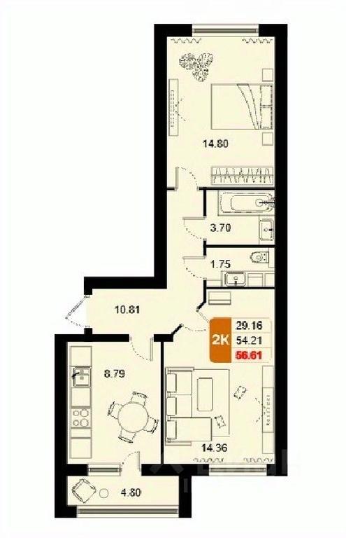 1-BD Apartment Sale, 56.61平方米 at Domodedovo park, Tvorchestva Street, Domodedovo Village, Domodedovo City District, Moscow Region, Russia #1 1-BD Apartment Sale, 56.61平方米 at Domodedovo park, Tvorchestva Street, Domodedovo Village, Domodedovo City District, Moscow Region, Russia #1