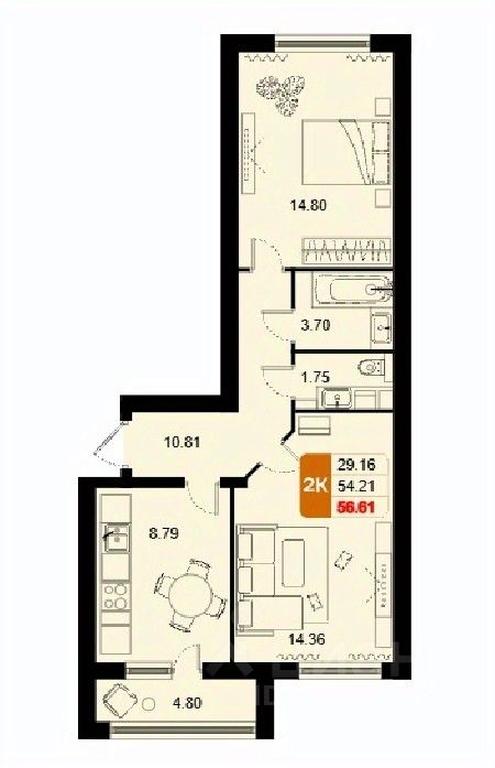 1-BD Apartment Sale, 56.61平方米 at Domodedovo park, Tvorchestva Street, Domodedovo Village, Domodedovo City District, Moscow Region, Russia #1 1-BD Apartment Sale, 56.61平方米 at Domodedovo park, Tvorchestva Street, Domodedovo Village, Domodedovo City District, Moscow Region, Russia #1