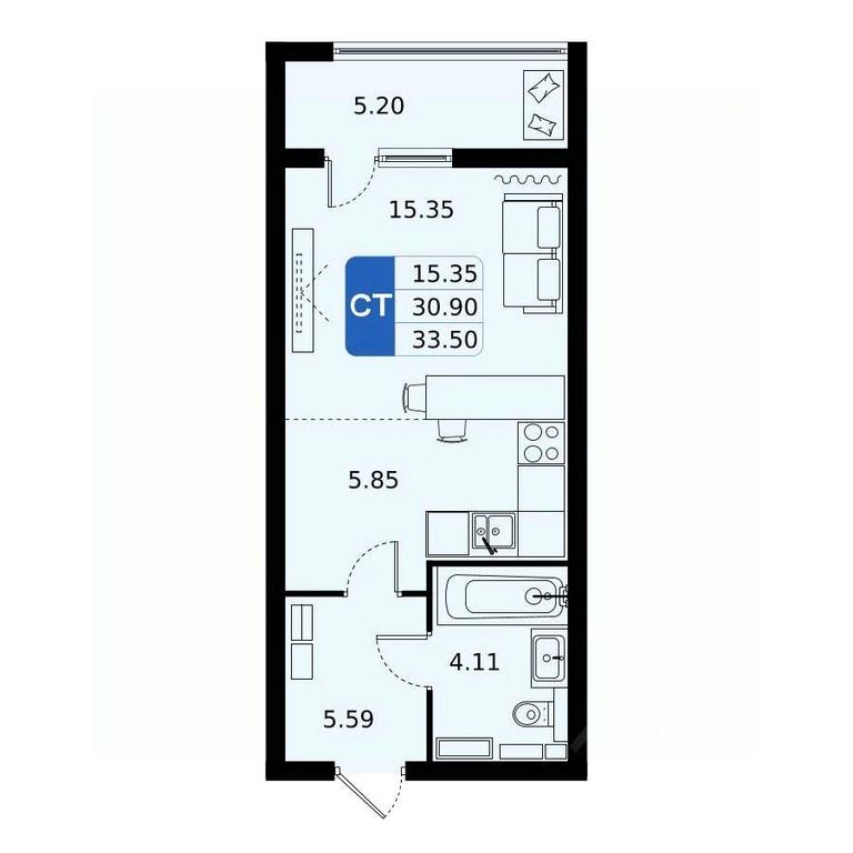 Apartment Sale, 33.5 sq. m. at Domodedovo park, Tvorchestva Street, Domodedovo Village, Domodedovo City District, Moscow Region, Russia #1 Apartment Sale, 33.5 sq. m. at Domodedovo park, Tvorchestva Street, Domodedovo Village, Domodedovo City District, Moscow Region, Russia #1