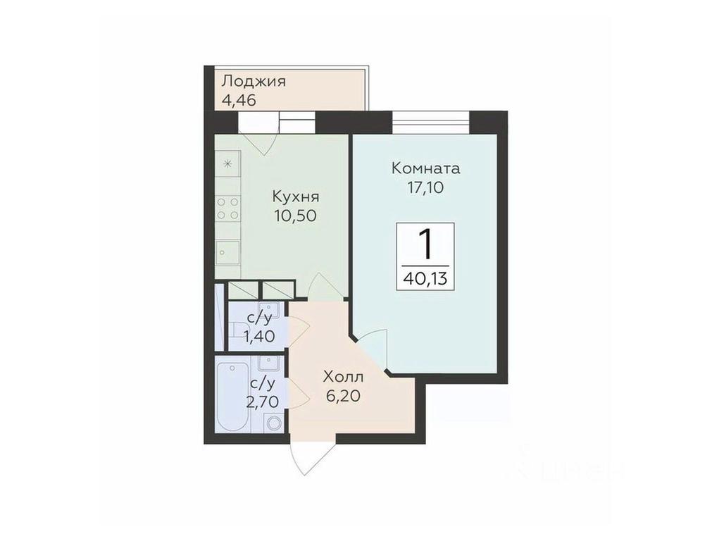 Apartment Sale, 40.13平方米 at Rodniki, Trudovaya ulitsa, Rodniki Township, Ramenskiy Urban District, Moscow Region, Russia #1