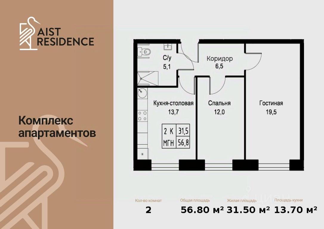 1-BD Apartment Sale, 56.8平方米 at Kompleks apartamentov AIST RESIDENCE (Aist Rezidens), Namyotkina Street, 10Д, Moscow, Russia #1 1-BD Apartment Sale, 56.8平方米 at Kompleks apartamentov AIST RESIDENCE (Aist Rezidens), Namyotkina Street, 10Д, Moscow, Russia #1