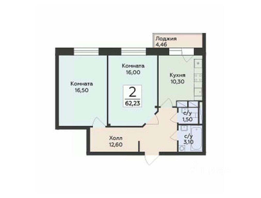 1-BD Apartment Sale, 62.23 sq. m. at Rodniki, Trudovaya ulitsa, Rodniki Township, Ramenskiy Urban District, Moscow Region, Russia #1
