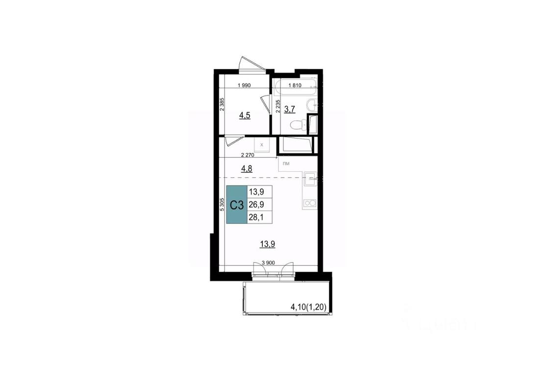 Apartment Sale, 28.1 sq. m. at Mikrorayon 6 6A, 6A mikrorayon, Odintsovo, Moscow Region, Russia #1