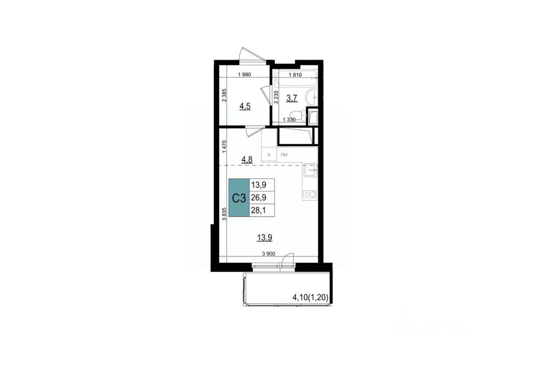 Apartment Sale, 28.1 sq. m. at Mikrorayon 6 6A, 6A mikrorayon, Odintsovo, Moscow Region, Russia #1