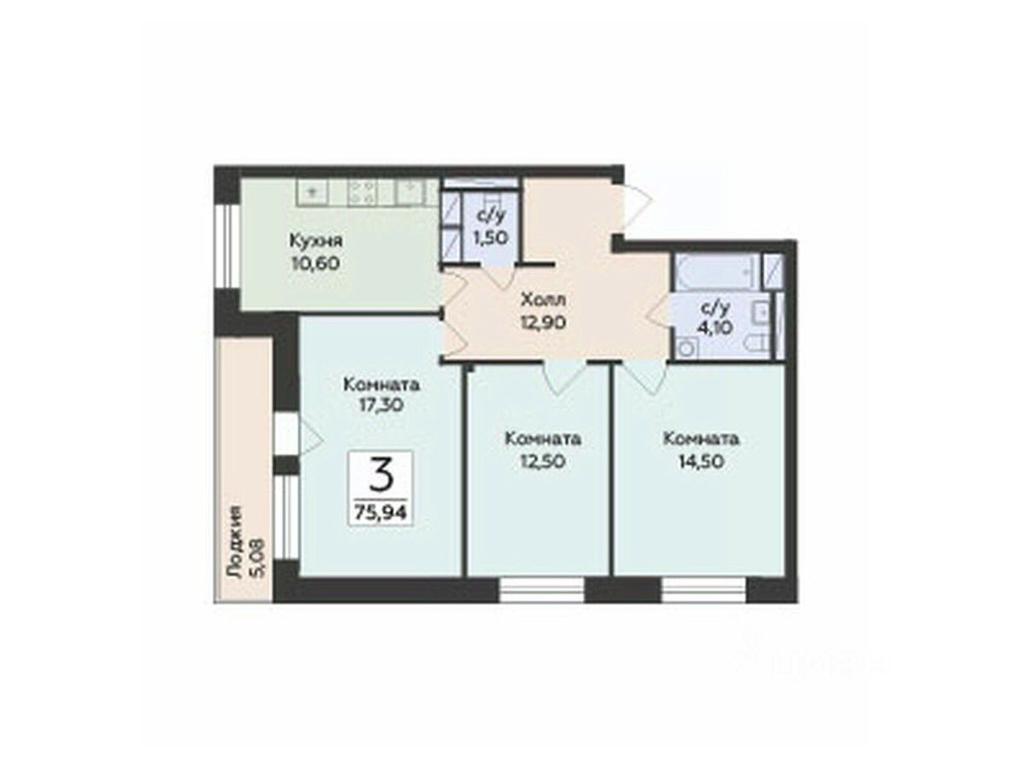 2-BD Apartment Sale, 75.94 sq. m. at Rodniki, Trudovaya ulitsa, Rodniki Township, Ramenskiy Urban District, Moscow Region, Russia #1