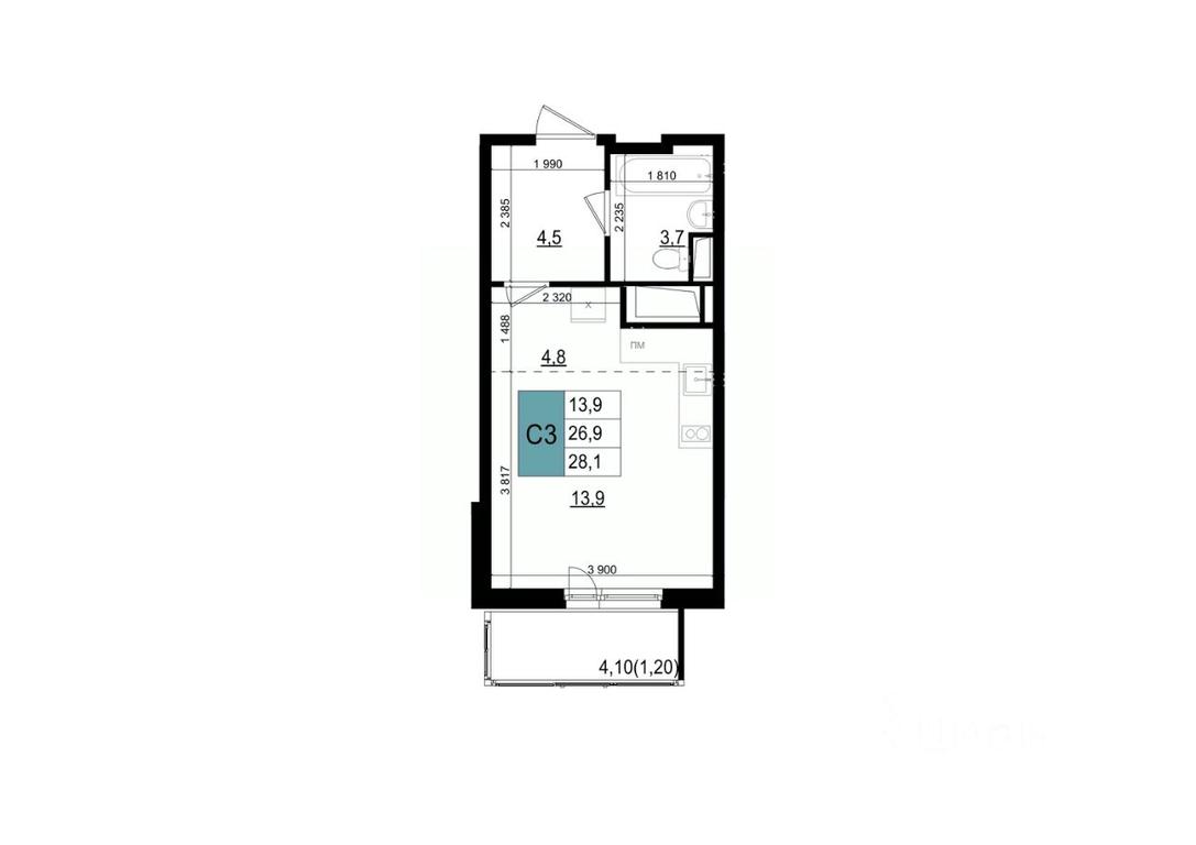 Apartment Sale, 28.1 sq. m. at Mikrorayon 6 6A, 6A mikrorayon, Odintsovo, Moscow Region, Russia #1