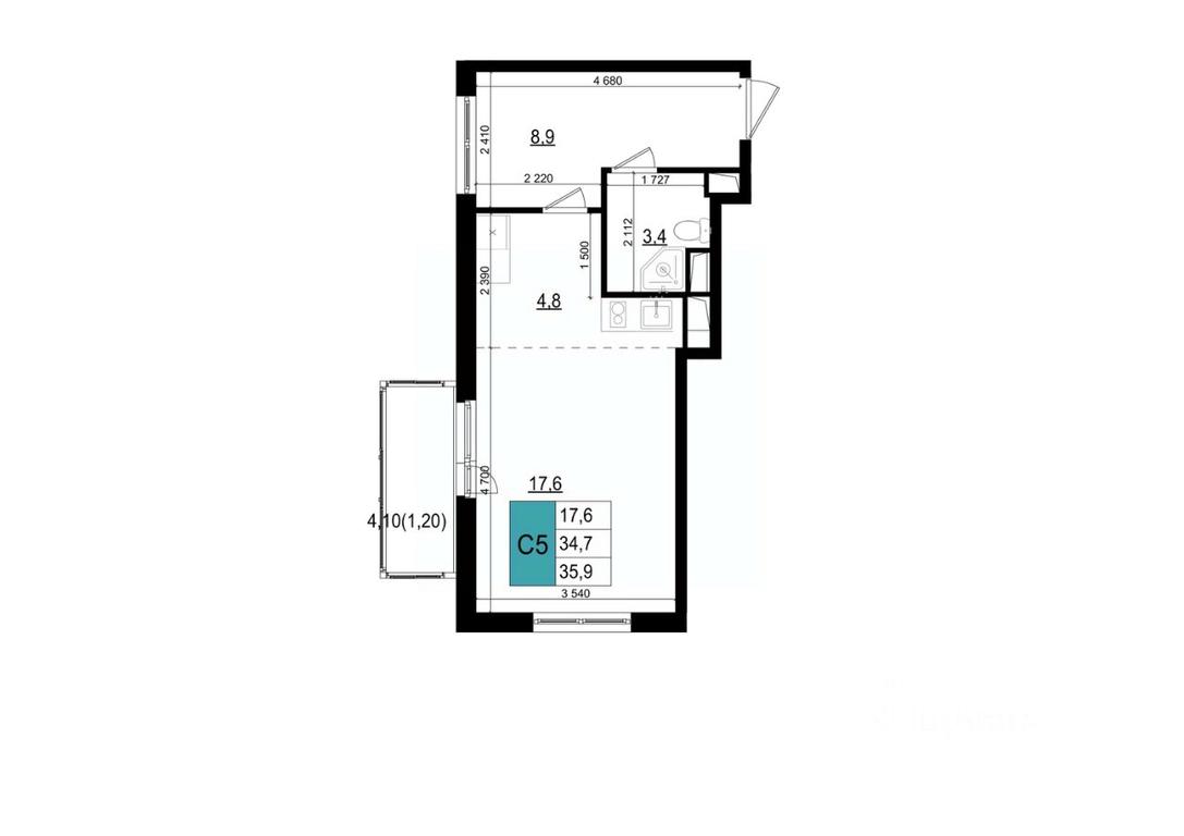 Apartment Sale, 35.9平方米 at Mikrorayon 6 6A, 6A mikrorayon, Odintsovo, Moscow Region, Russia #1