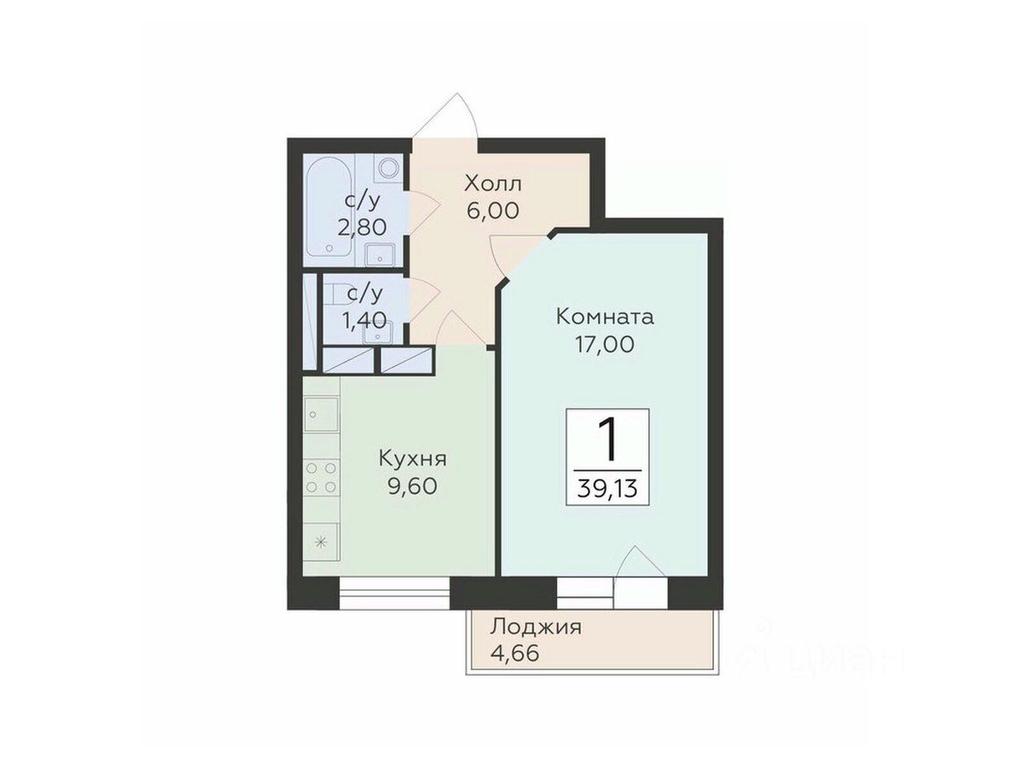 Apartment Sale, 39.13 sq. m. at Rodniki, Trudovaya ulitsa, Rodniki Township, Ramenskiy Urban District, Moscow Region, Russia #1
