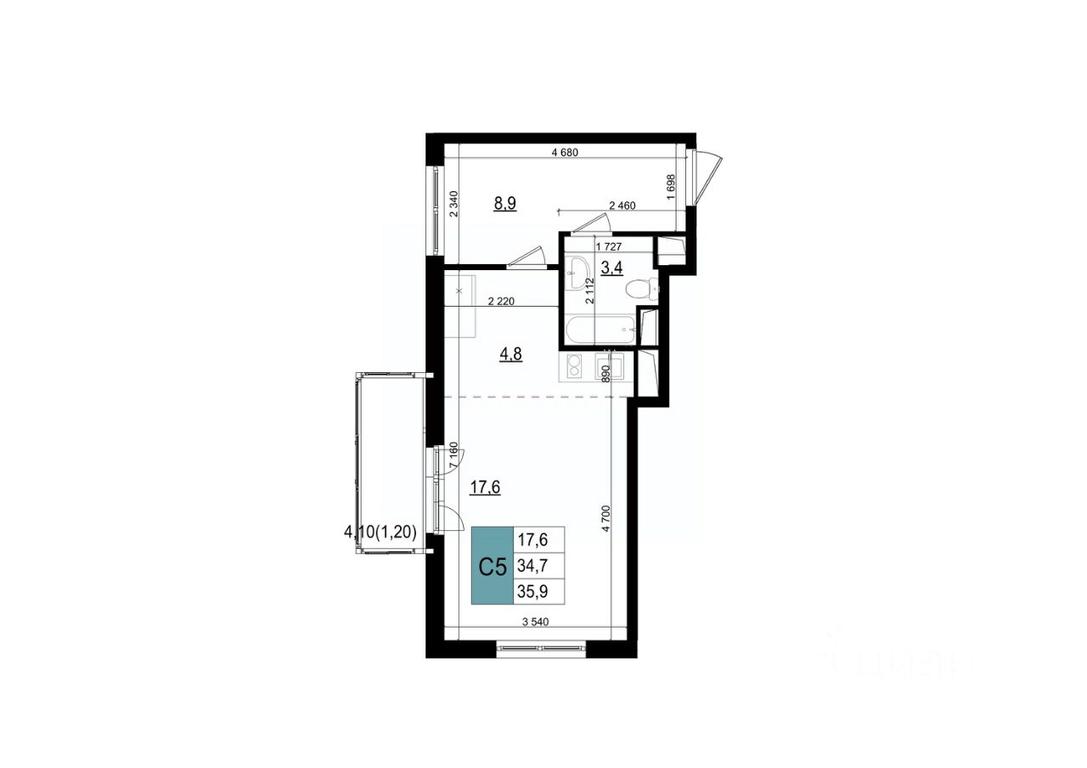 Apartment Sale, 35.9 sq. m. at Mikrorayon 6 6A, 6A mikrorayon, Odintsovo, Moscow Region, Russia #1