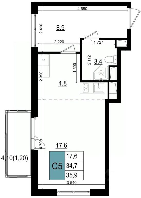 Apartment Sale, 35.9 sq. m. at Mikrorayon 6 6A, 6A mikrorayon, Odintsovo, Moscow Region, Russia #2