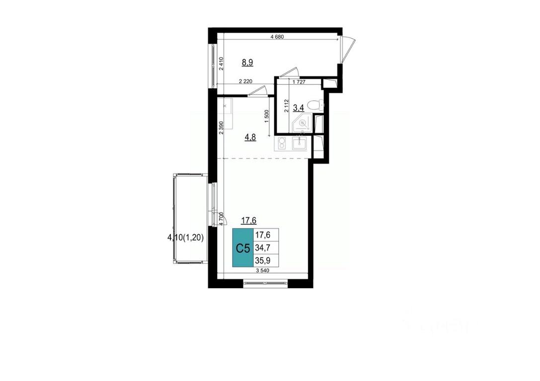 Apartment Sale, 35.9 sq. m. at Mikrorayon 6 6A, 6A mikrorayon, Odintsovo, Moscow Region, Russia #1