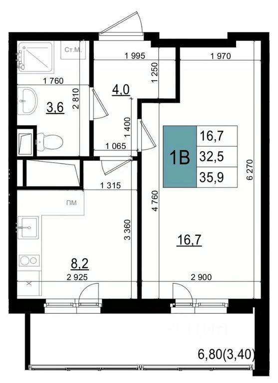 Продажа квартиры, 35,9 м² в ЖК «Микрорайон 6 – 6А», 6А микрорайон, Одинцово, Московская область, Россия #2