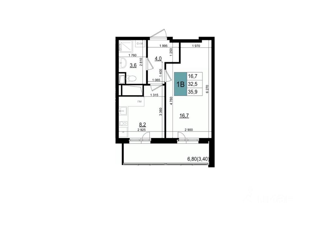Apartment Sale, 35.9 sq. m. at Mikrorayon 6 6A, 6A mikrorayon, Odintsovo, Moscow Region, Russia #1