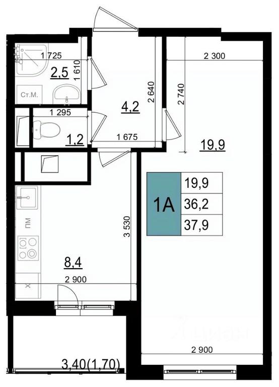 Apartment Sale, 37.9 sq. m. at Mikrorayon 6 6A, 6A mikrorayon, Odintsovo, Moscow Region, Russia #2 Apartment Sale, 37.9 sq. m. at Mikrorayon 6 6A, 6A mikrorayon, Odintsovo, Moscow Region, Russia #2