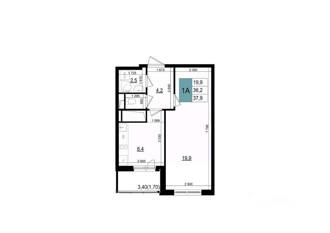 Apartment Sale, 37.9 sq. m. at Mikrorayon 6 6A, 6A mikrorayon, Odintsovo, Moscow Region, Russia #1