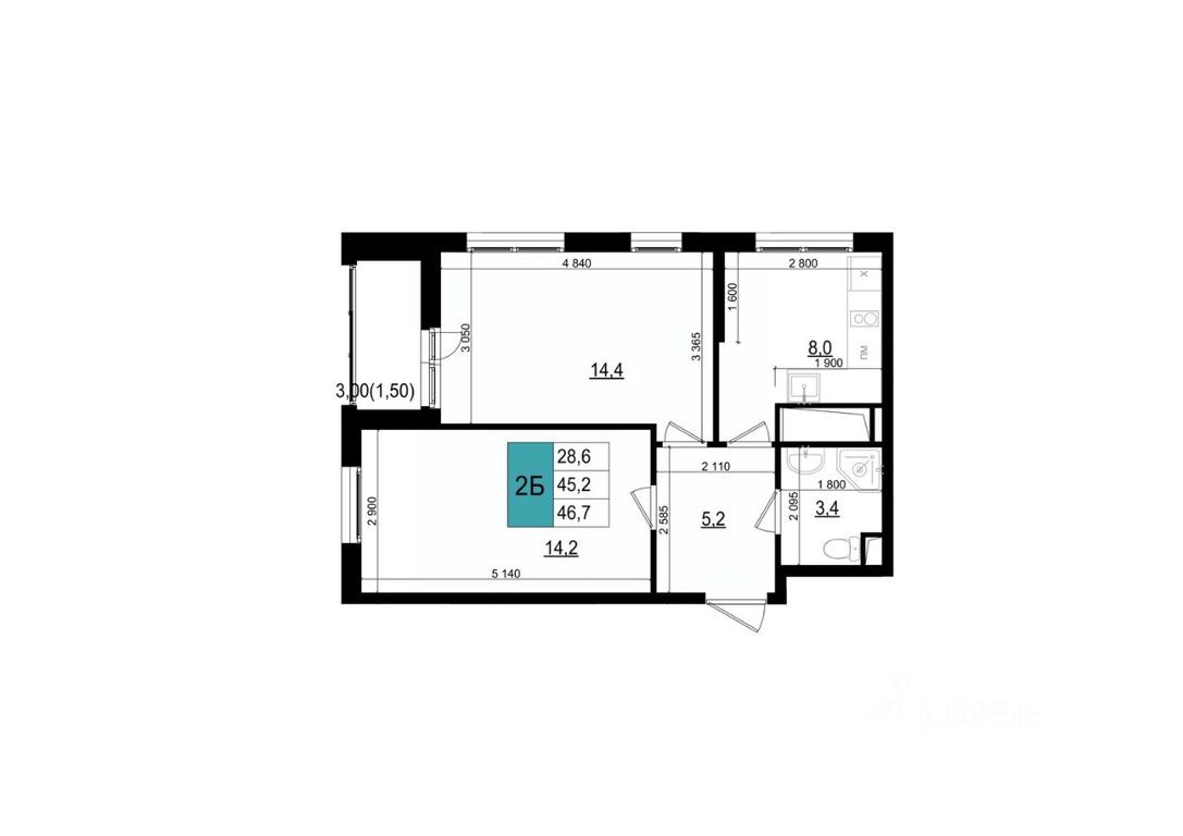 1-BD Apartment Sale, 46.7平方米 at Mikrorayon 6 6A, 6A mikrorayon, Odintsovo, Moscow Region, Russia #1 1-BD Apartment Sale, 46.7平方米 at Mikrorayon 6 6A, 6A mikrorayon, Odintsovo, Moscow Region, Russia #1