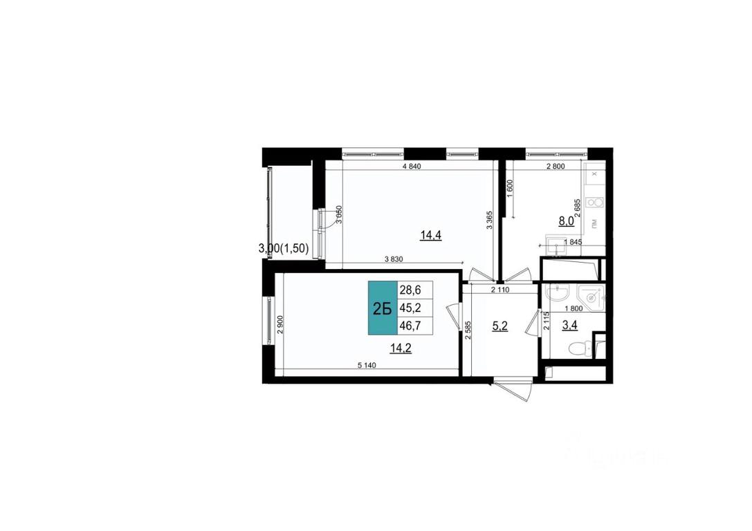 1-BD Apartment Sale, 46.7平方米 at Mikrorayon 6 6A, 6A mikrorayon, Odintsovo, Moscow Region, Russia #1 1-BD Apartment Sale, 46.7平方米 at Mikrorayon 6 6A, 6A mikrorayon, Odintsovo, Moscow Region, Russia #1